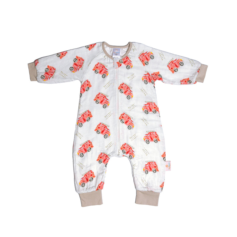 Long Sleeve Footed Sleep Sack 1.0 TOG -Fire Truck - immispace