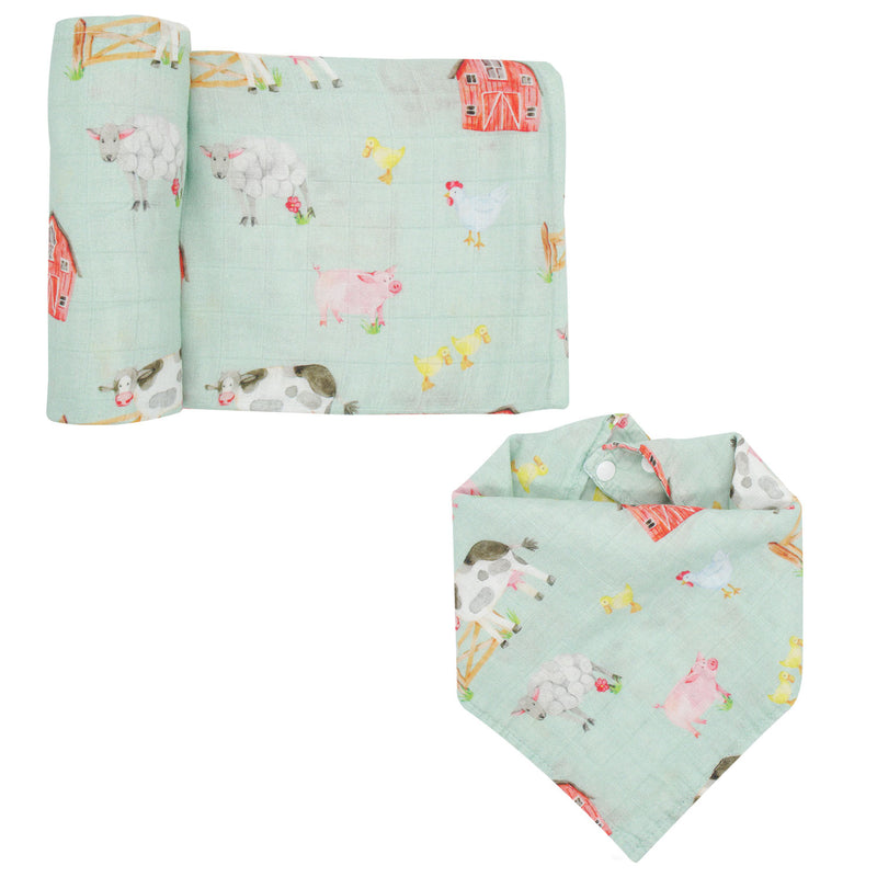 Swaddle & Bandana Bib Set - Farm - immispace