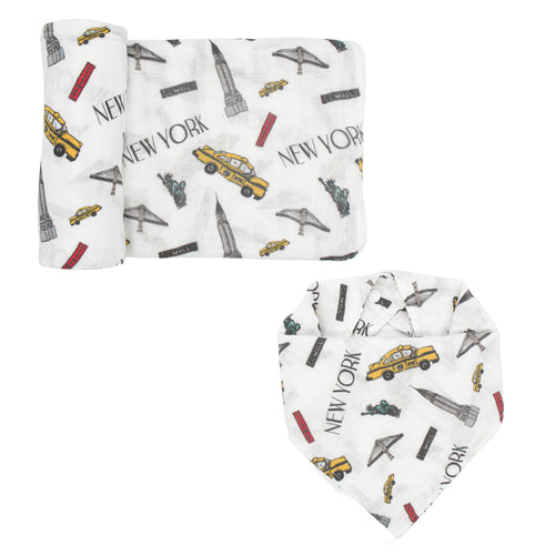 Swaddle & Bandana Bib Set - New york - immispace