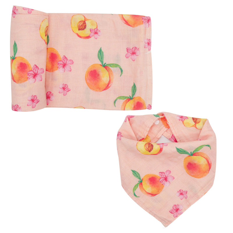 Swaddle & Bandana Bib Set - Peach - immispace