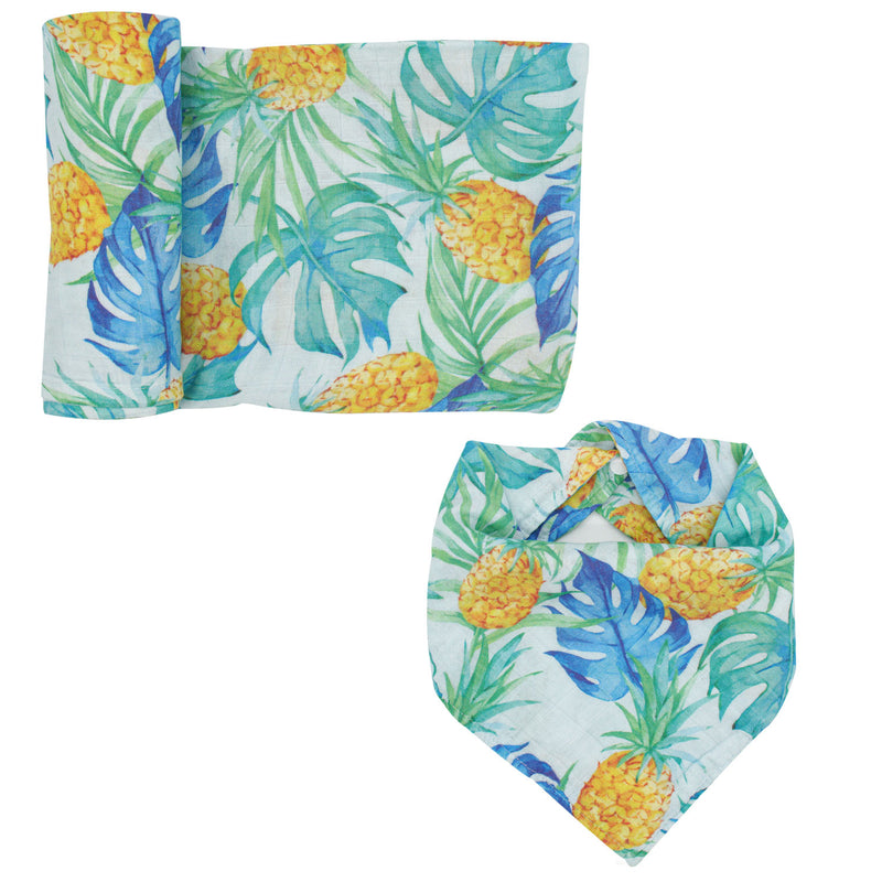 Swaddle & Bandana Bib Set - Pineapple and Banana Leaves - immispace