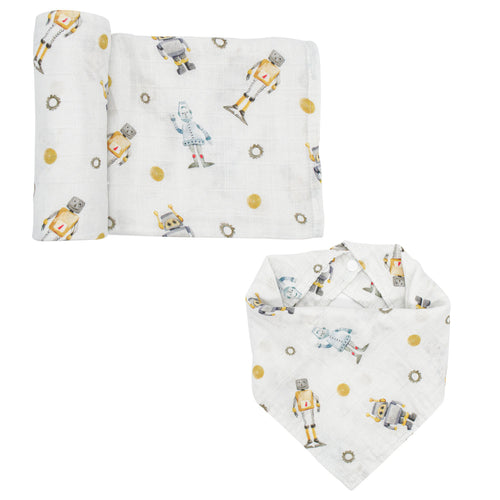 Swaddle & Bandana Bib Set - Robot - immispace