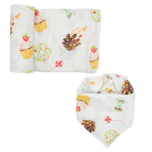 Swaddle & Bandana Bib Set - Sweet Treats - immispace